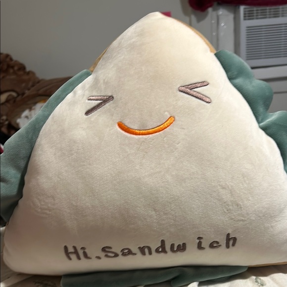 Hi Sandwich Plush Pillow - Cream and Green - Picture 1 of 1